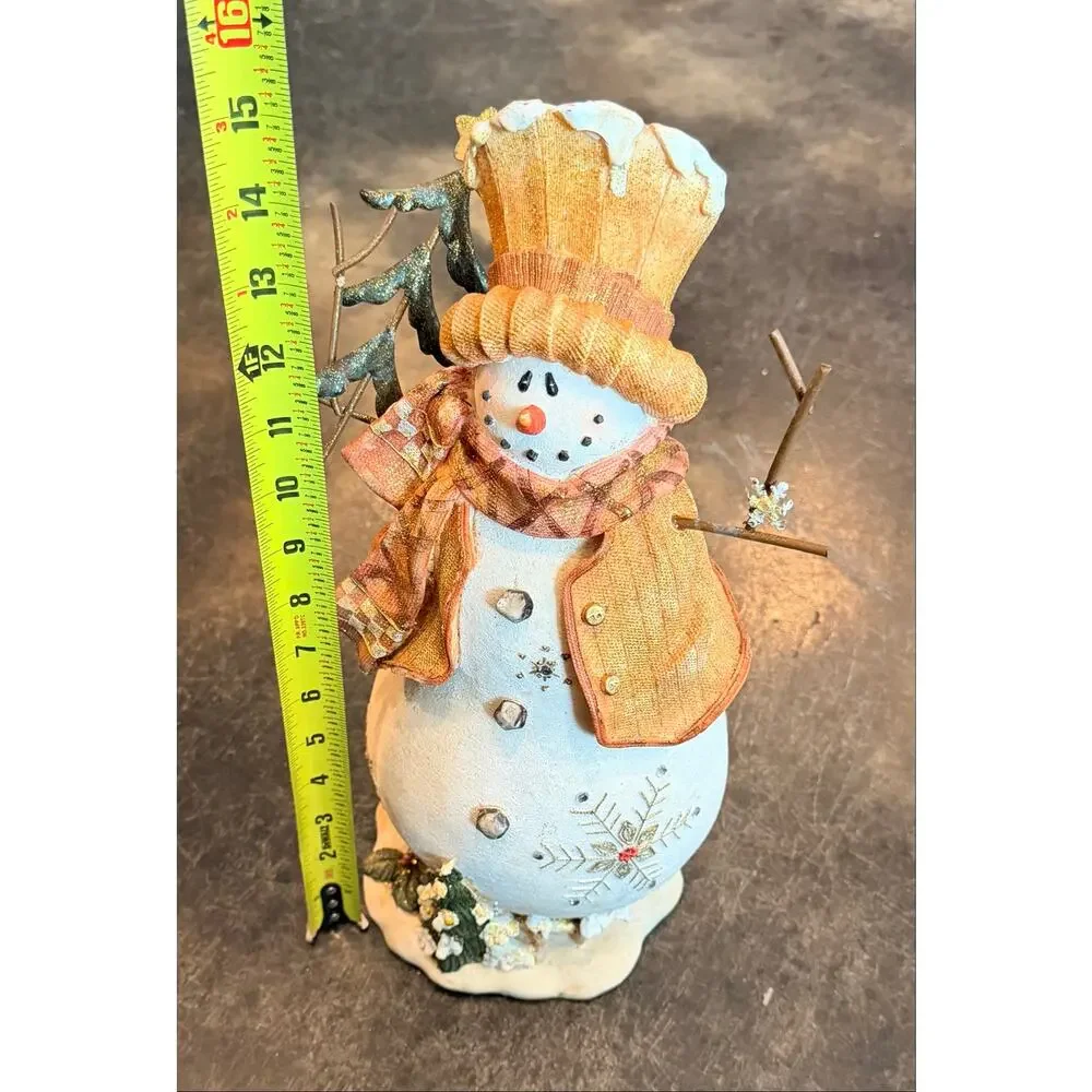 Vintage Kirkland’s Gold 15” Snowman Centerpiece Christmas Decoration